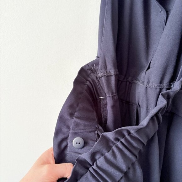 Zara Gold Button Belted Jumpsuit Navy Blue Size Medium - Picture 6 of 9